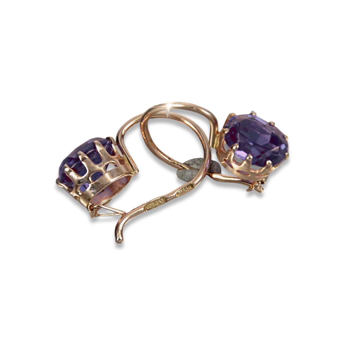 Boucles d'oreilles en argent sterling plaqué or rose, Alexandrite vec196rp