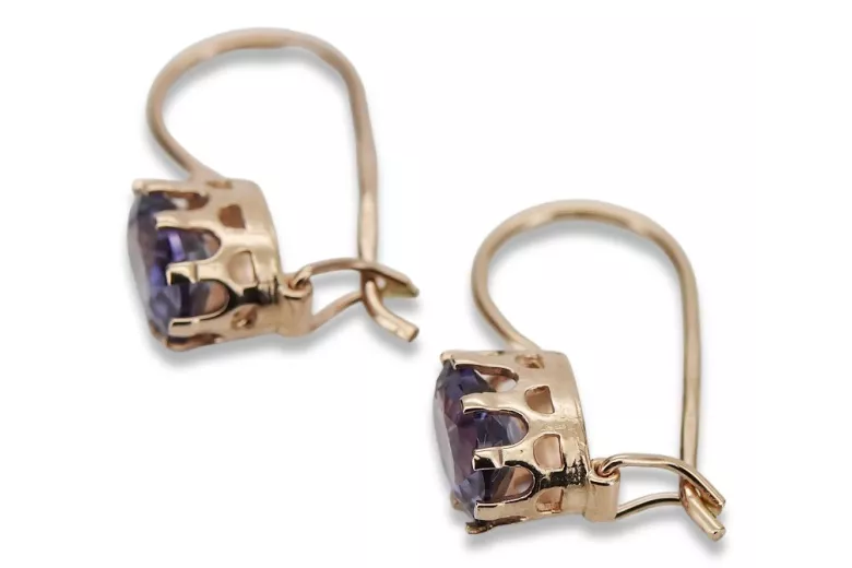 Boucles d'oreilles en argent sterling plaqué or rose, Alexandrite vec196rp