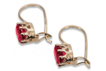 Boucles d'oreilles en argent sterling plaqué or rose, Rubis vec196rp