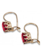 Boucles d'oreilles en argent sterling plaqué or rose, Rubis vec196rp