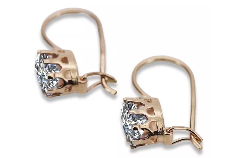 Boucles d'oreilles en argent sterling plaqué or rose, Zircons vec196rp