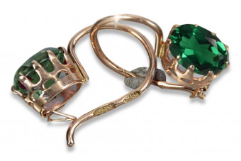 Sterling silver rose gold plated, Emerald earrings vec196rp