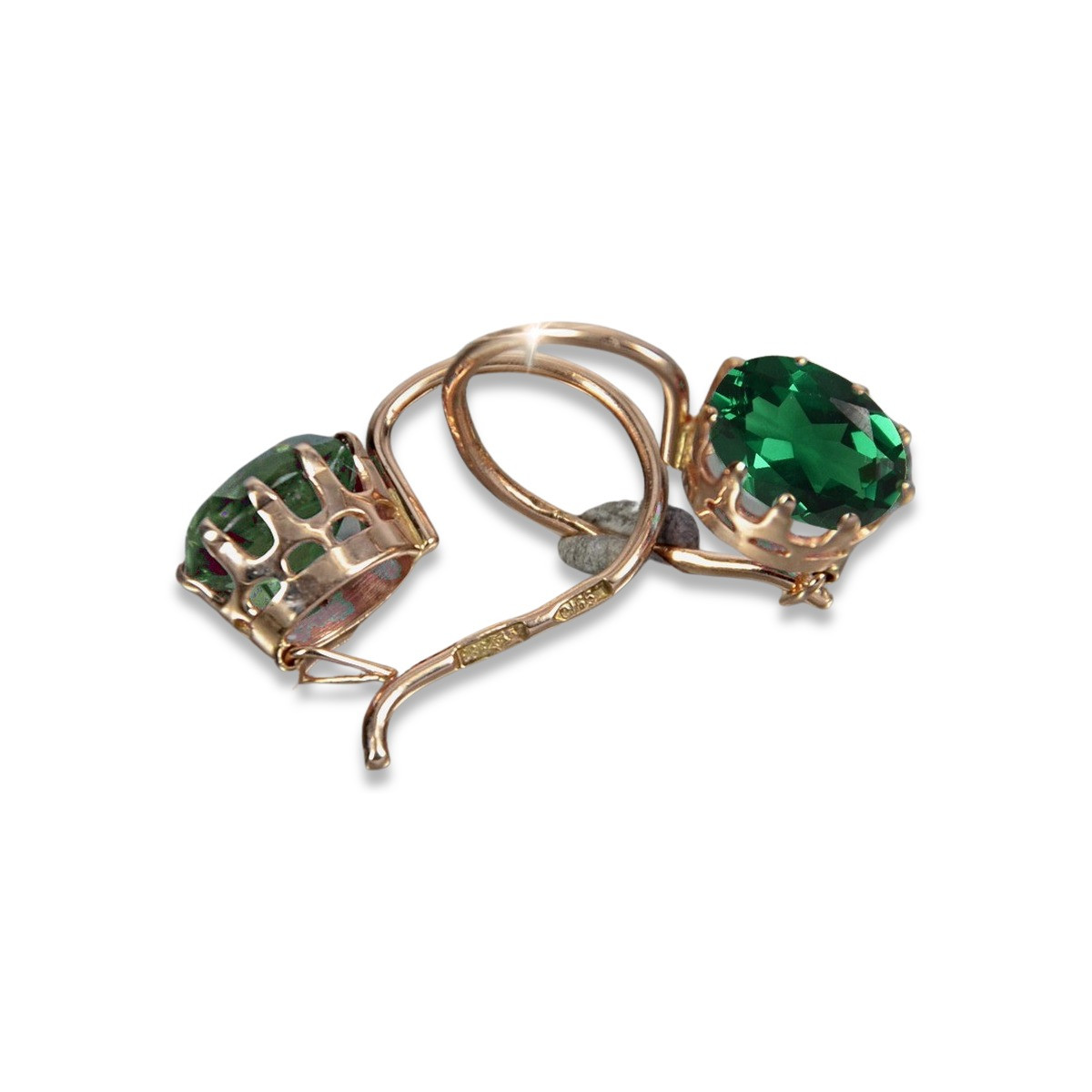 Sterling silver rose gold plated, Emerald earrings vec196rp