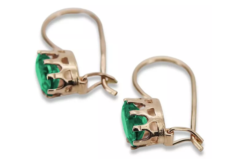 Sterling silver rose gold plated, Emerald earrings vec196rp