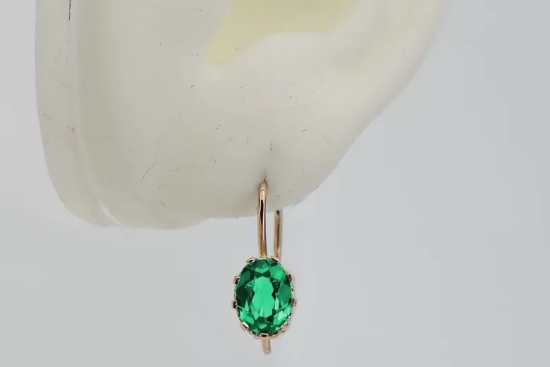 Sterling silver rose gold plated, Emerald earrings vec196rp