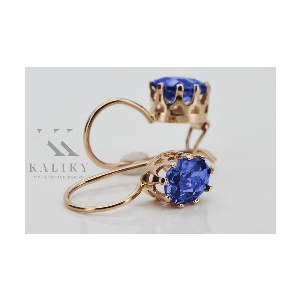 Sterling silver rose gold plated, Sapphire Earrings vec196rp