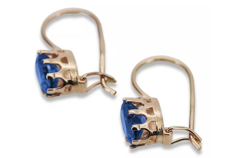 Sterling silver rose gold plated, Sapphire Earrings vec196rp