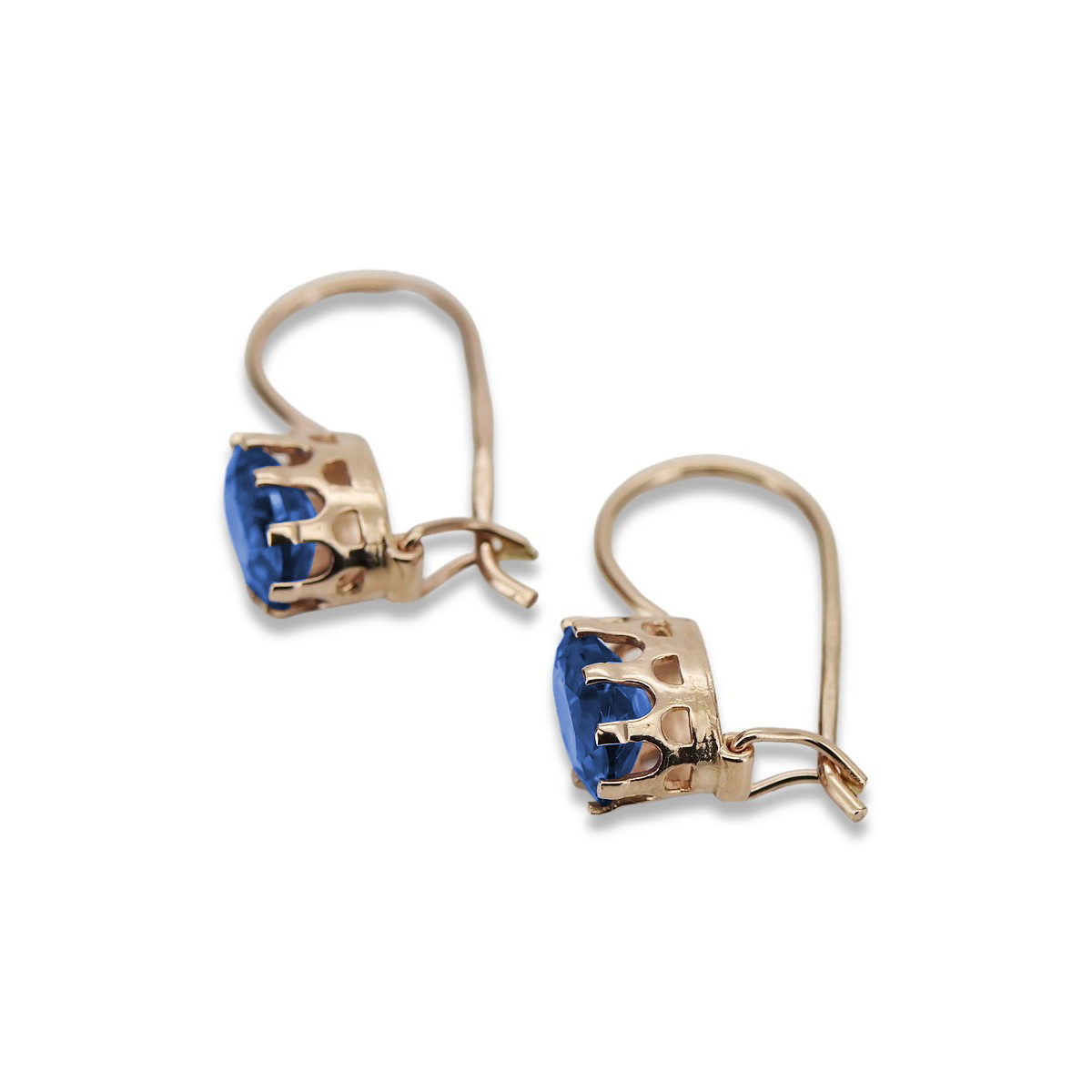 Sterling silver rose gold plated, Sapphire Earrings vec196rp