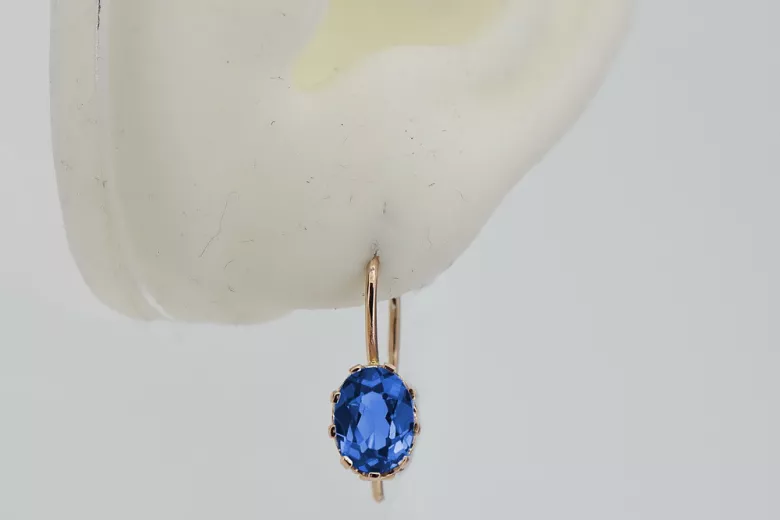 Sterling silver rose gold plated, Sapphire Earrings vec196rp