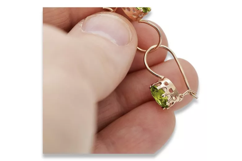 Sterling Silver Rose Gold Plated, Yellow Peridot Earrings vec196rp