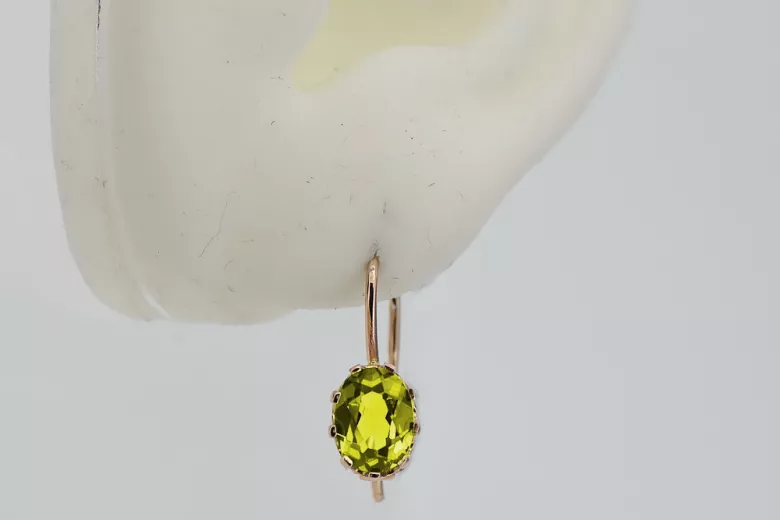 Sterling Silver Rose Gold Plated, Yellow Peridot Earrings vec196rp