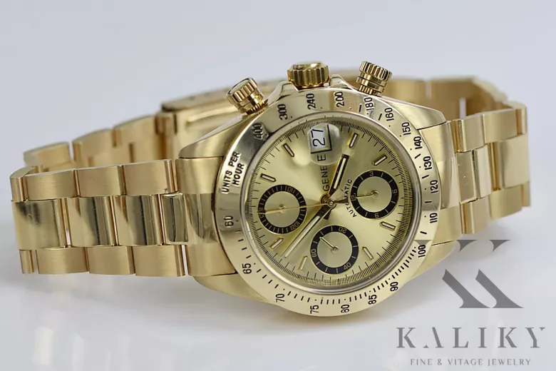 Gold men's watch Geneve ★ zlotychlopak.pl ★ Gold purity 585 333 Low Price!