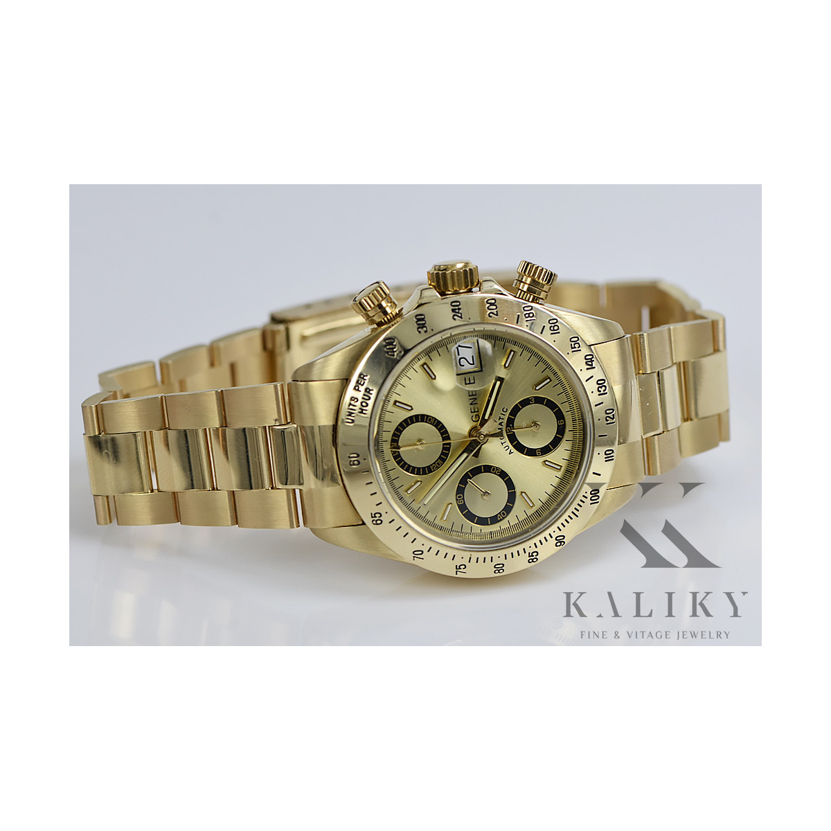 Goldene Herrenuhr Geneve ★ zlotychlopak.pl ★ Gold Reinheit 585 333 Niedriger Preis!