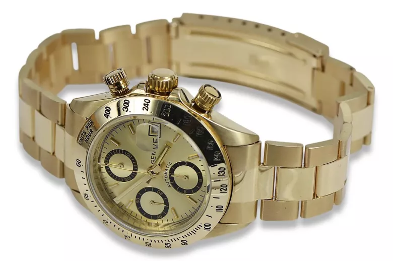 Reloj de oro para hombre Geneve ★ zlotychlopak.pl ★ Pureza de oro 585 333 Precio bajo!