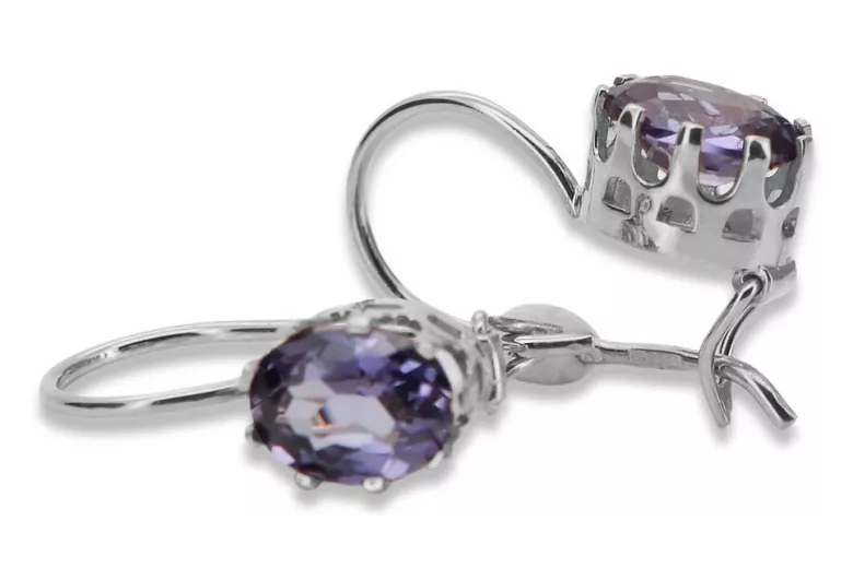 Boucles d'oreilles en argent sterling 925, Alexandrite vec196s