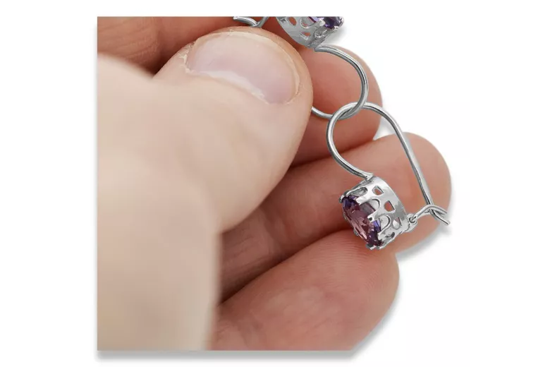 Boucles d'oreilles en argent sterling 925, Alexandrite vec196s