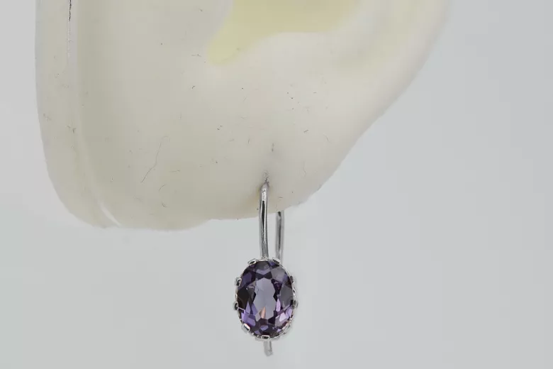 Sterling Silver 925, Alexandrite Drop Earrings vec196s