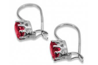 Boucles d'oreilles en argent sterling 925, Rubis vintage vec196s