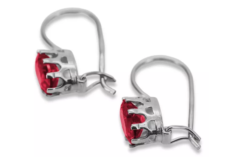 Boucles d'oreilles en argent sterling 925, Rubis vintage vec196s