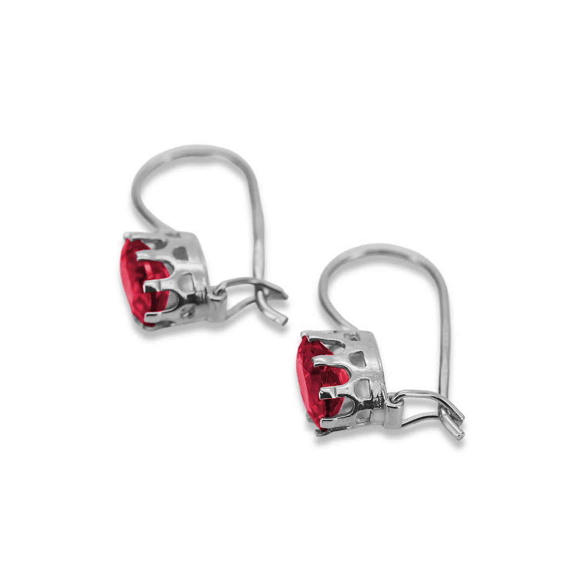 Boucles d'oreilles en argent sterling 925, Rubis vintage vec196s