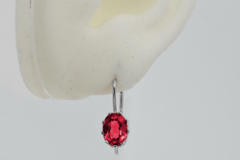 Boucles d'oreilles en argent sterling 925, Rubis vintage vec196s