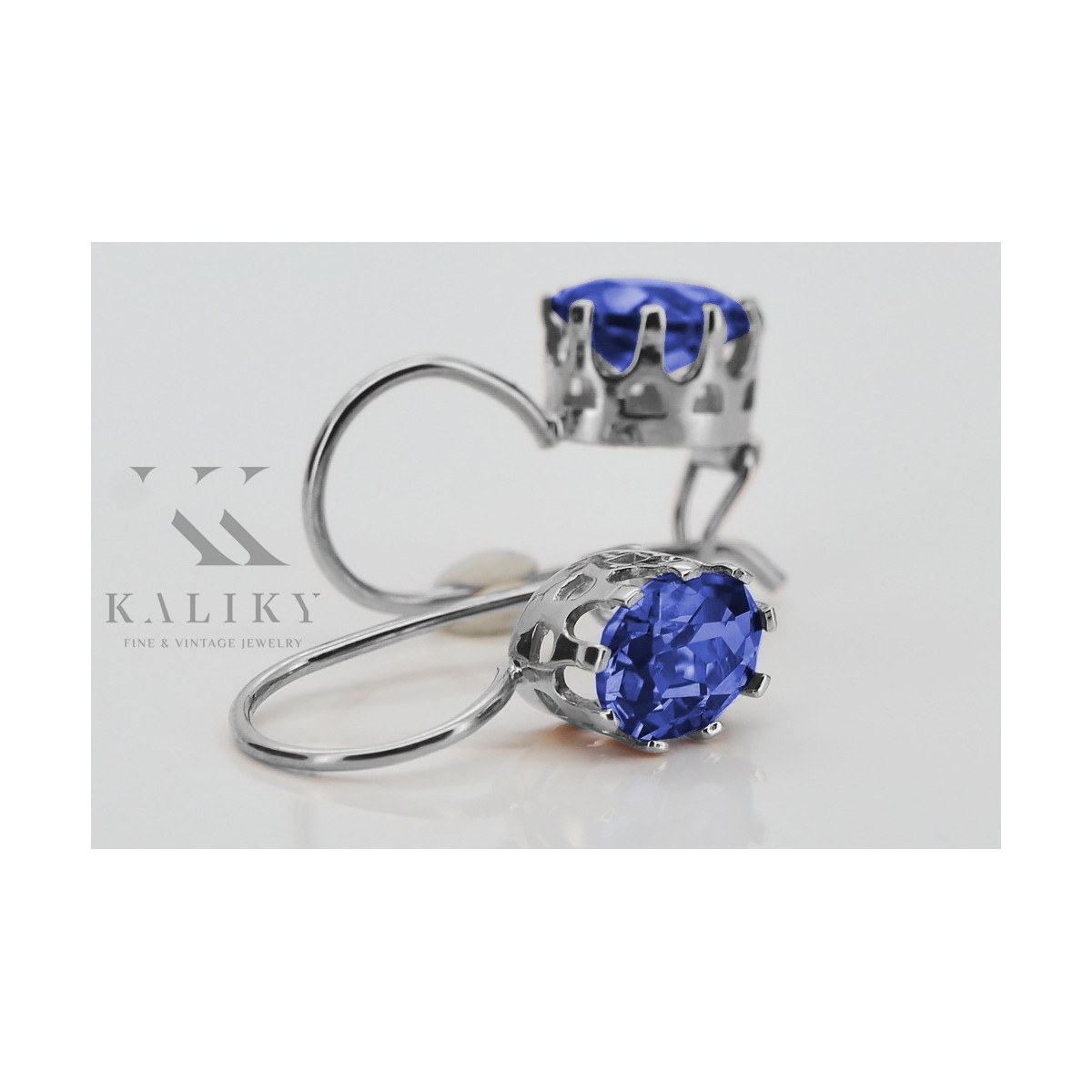 Sterling Silver 925, Sapphire Vintage Earrings vec196s