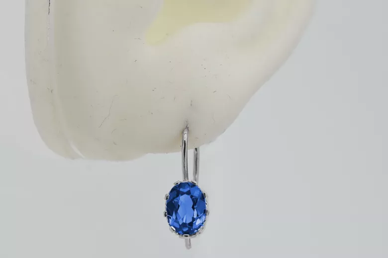 Sterling Silver 925, Sapphire Vintage Earrings vec196s