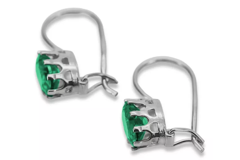 Sterling Silver 925 Emerald Drop Earrings vec196s