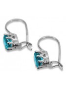 Boucles d'oreilles en argent sterling 925, Aigue-marine vintage vec196s