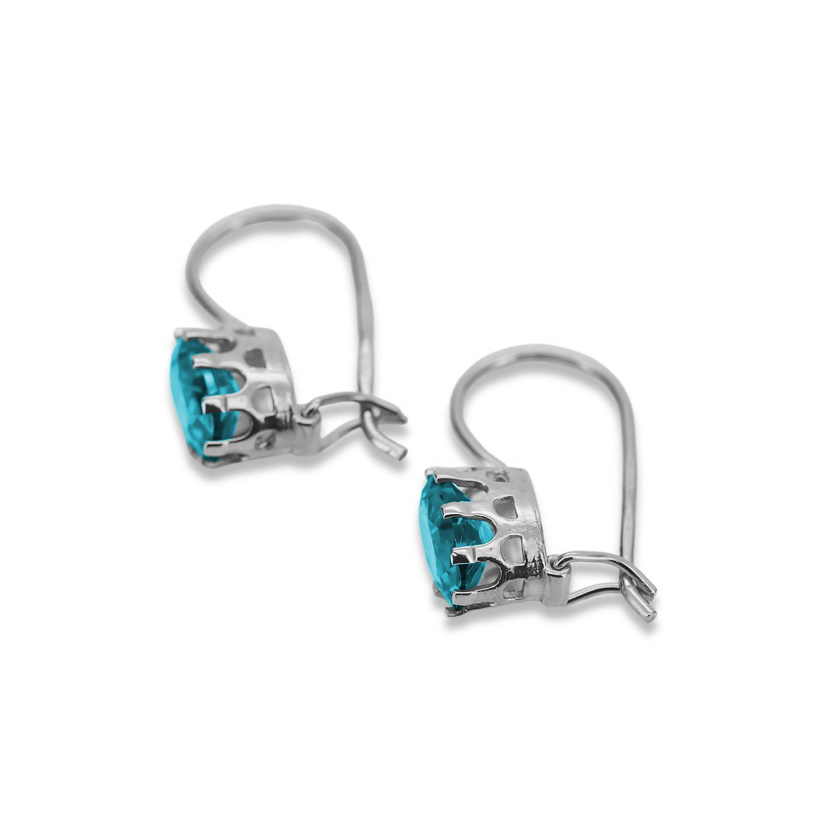 Boucles d'oreilles en argent sterling 925, Aigue-marine vintage vec196s