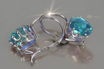 Vintage Sterling Silber 925 Aquamarin Ohrringe vec196s