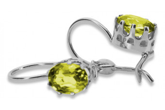 Sterling Silver 925, Yellow Peridot Dangle Earrings vec196s