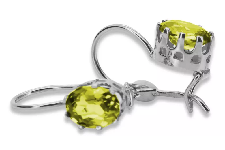 Вінтажні Стерлінгове Срібло 925, Жовтий Перід Вухані (Vintage Sterling Silver 925, Yellow Peridot Earrings) vec196s