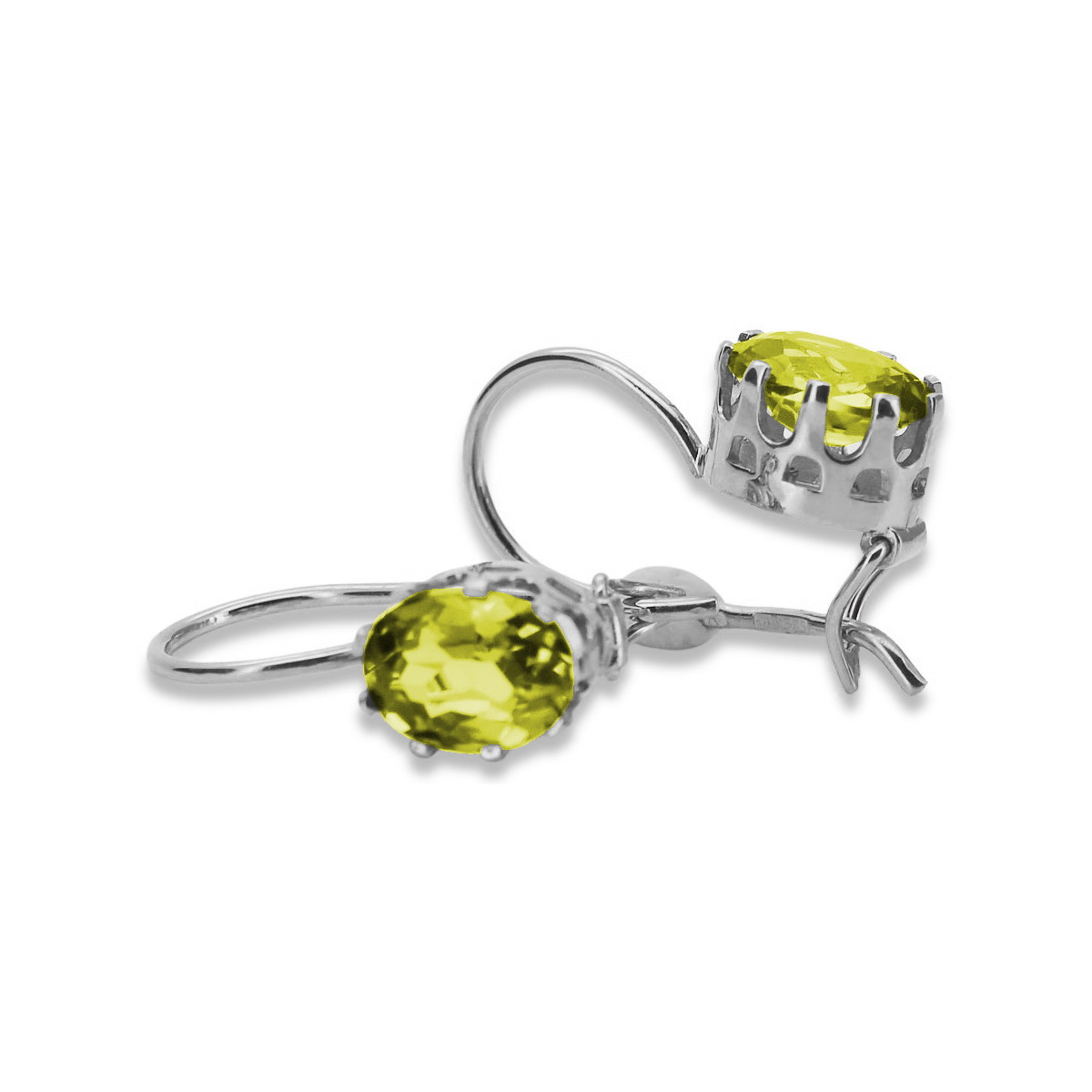 Вінтажні Стерлінгове Срібло 925, Жовтий Перід Вухані (Vintage Sterling Silver 925, Yellow Peridot Earrings) vec196s