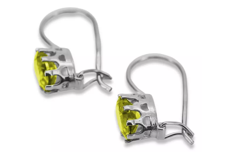 Вінтажні Стерлінгове Срібло 925, Жовтий Перід Вухані (Vintage Sterling Silver 925, Yellow Peridot Earrings) vec196s