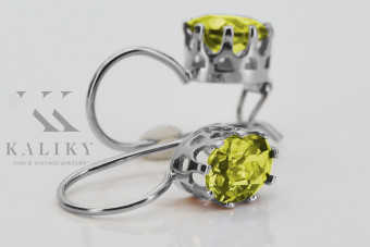 Вінтажні Стерлінгове Срібло 925, Жовтий Перід Вухані (Vintage Sterling Silver 925, Yellow Peridot Earrings) vec196s