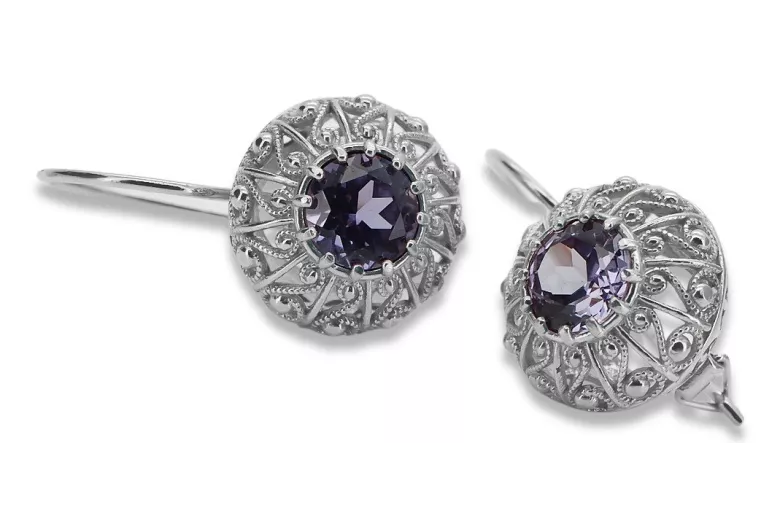 Boucles d'oreilles en argent sterling 925, Alexandrite vec002s