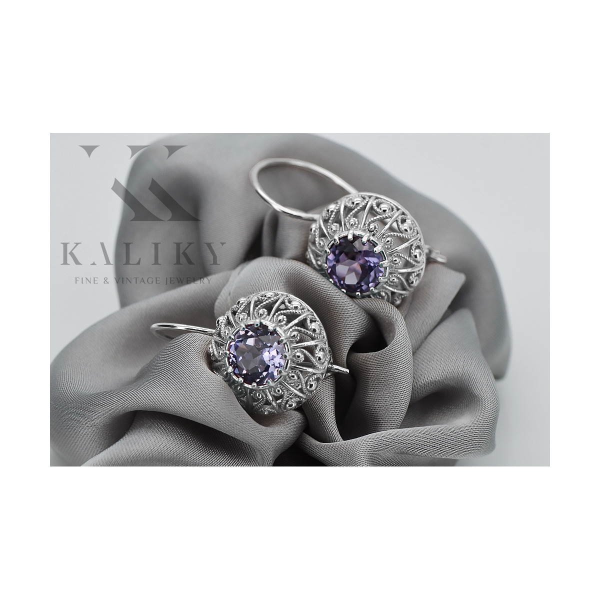 Boucles d'oreilles en argent sterling 925, Alexandrite vec002s