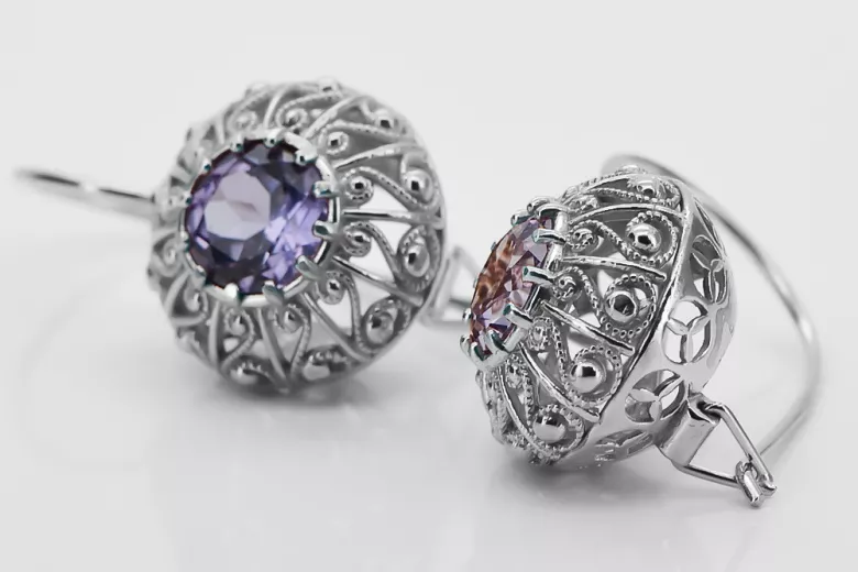 Boucles d'oreilles en argent sterling 925, Alexandrite vec002s