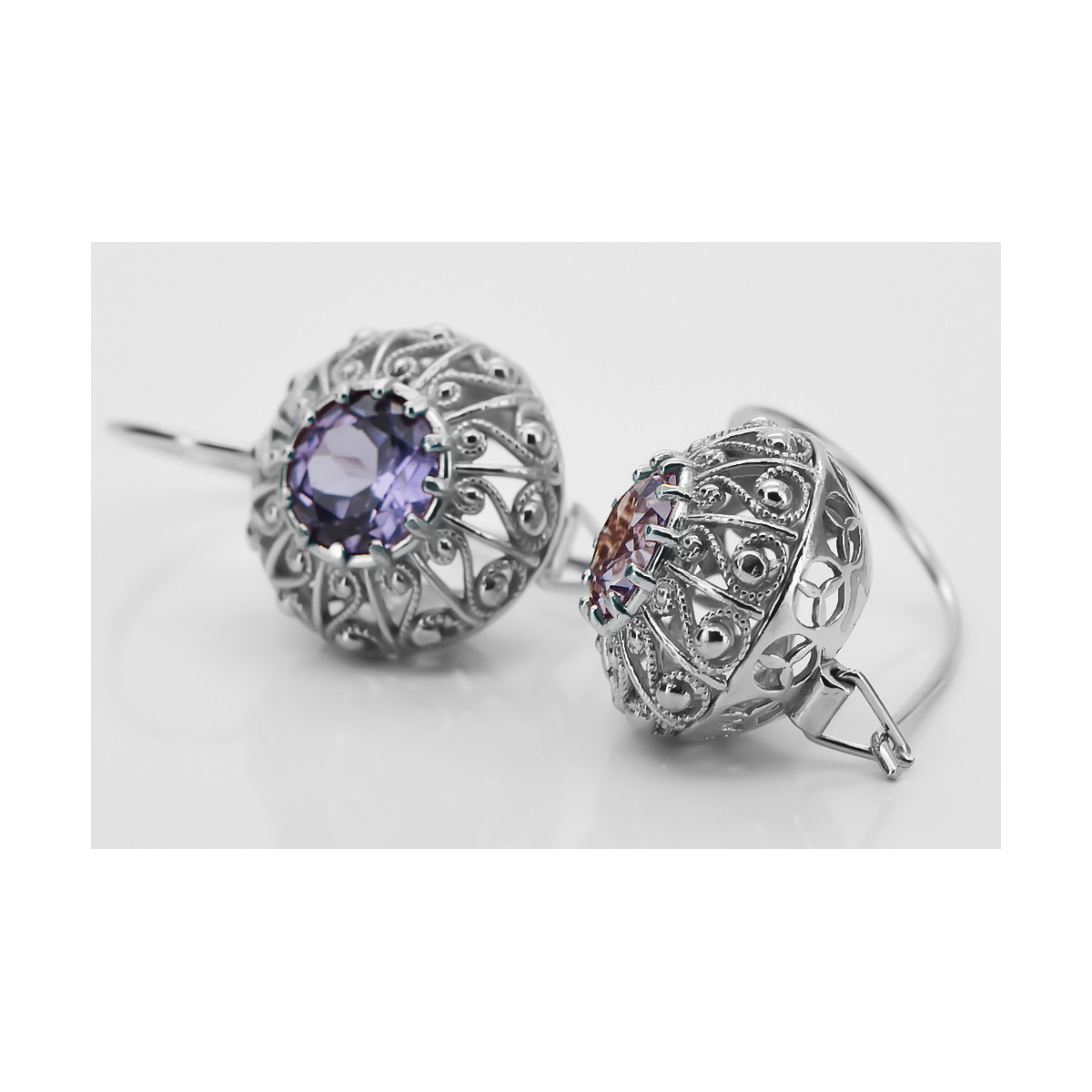 Boucles d'oreilles en argent sterling 925, Alexandrite vec002s