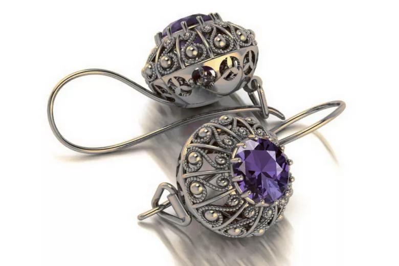 Boucles d'oreilles en argent sterling 925, Alexandrite vec002s