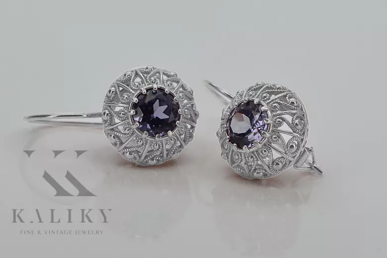 Boucles d'oreilles en argent sterling 925, Alexandrite vec002s