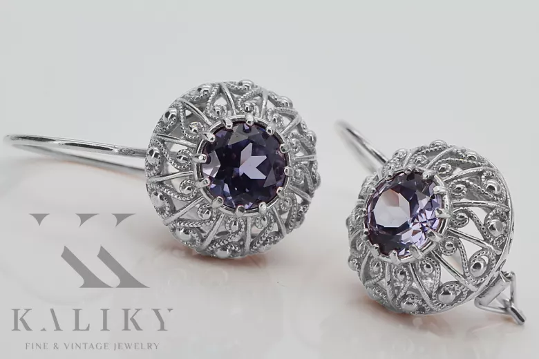 Boucles d'oreilles en argent sterling 925, Alexandrite vec002s