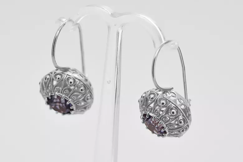 Boucles d'oreilles en argent sterling 925, Alexandrite vec002s