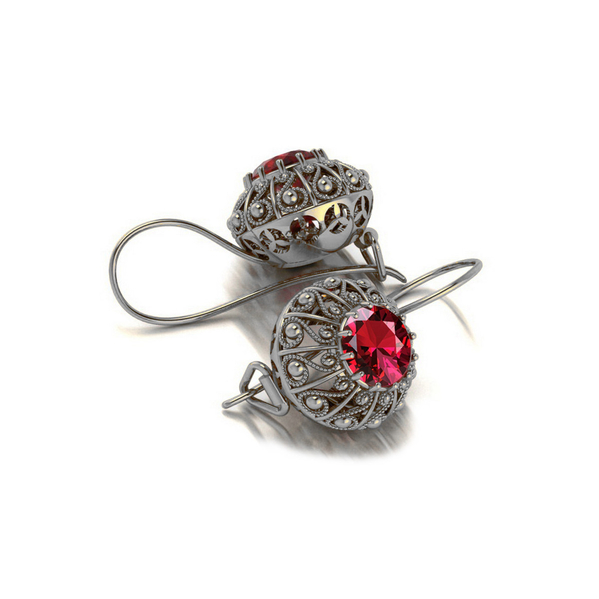 Boucles d'oreilles en argent sterling 925, Rubis vec002s