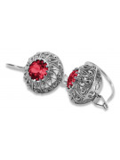 Boucles d'oreilles en argent sterling 925, Rubis vec002s