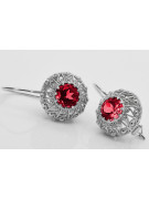 Boucles d'oreilles en argent sterling 925, Rubis vec002s