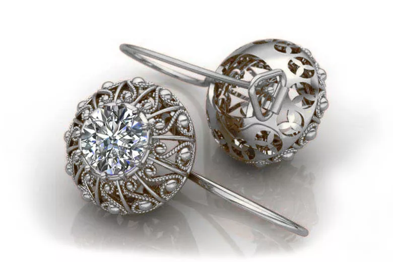 Boucles d'oreilles en argent sterling 925, Zircone vec002s