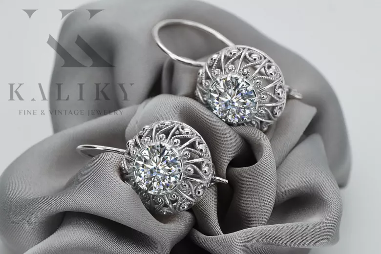 Boucles d'oreilles en argent sterling 925, Zircone vec002s