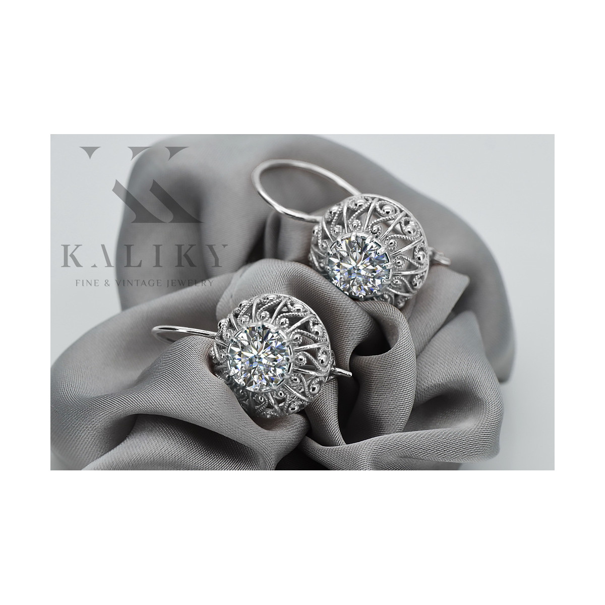 Boucles d'oreilles en argent sterling 925, Zircone vec002s